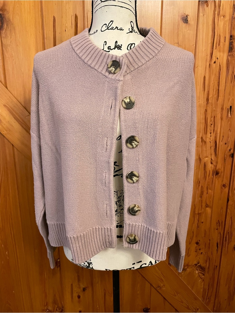 Quince khaite style Button-Front Knit Sweater cropped